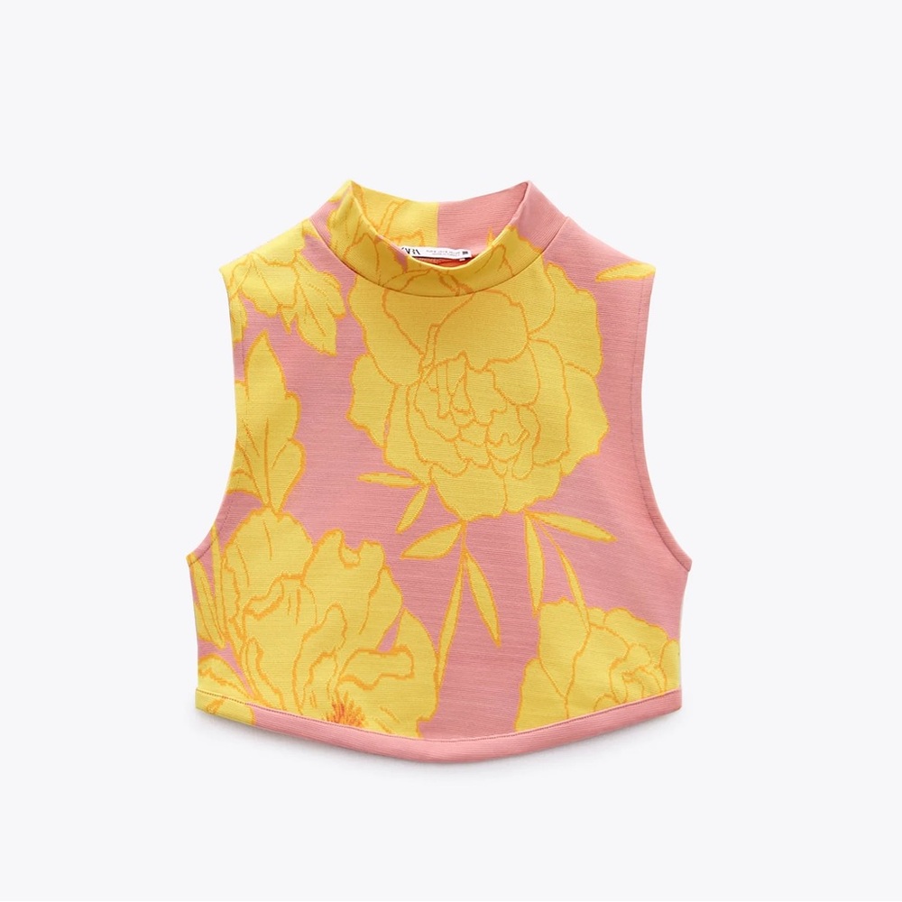 ZARA FLORAL JACQUARD TOP